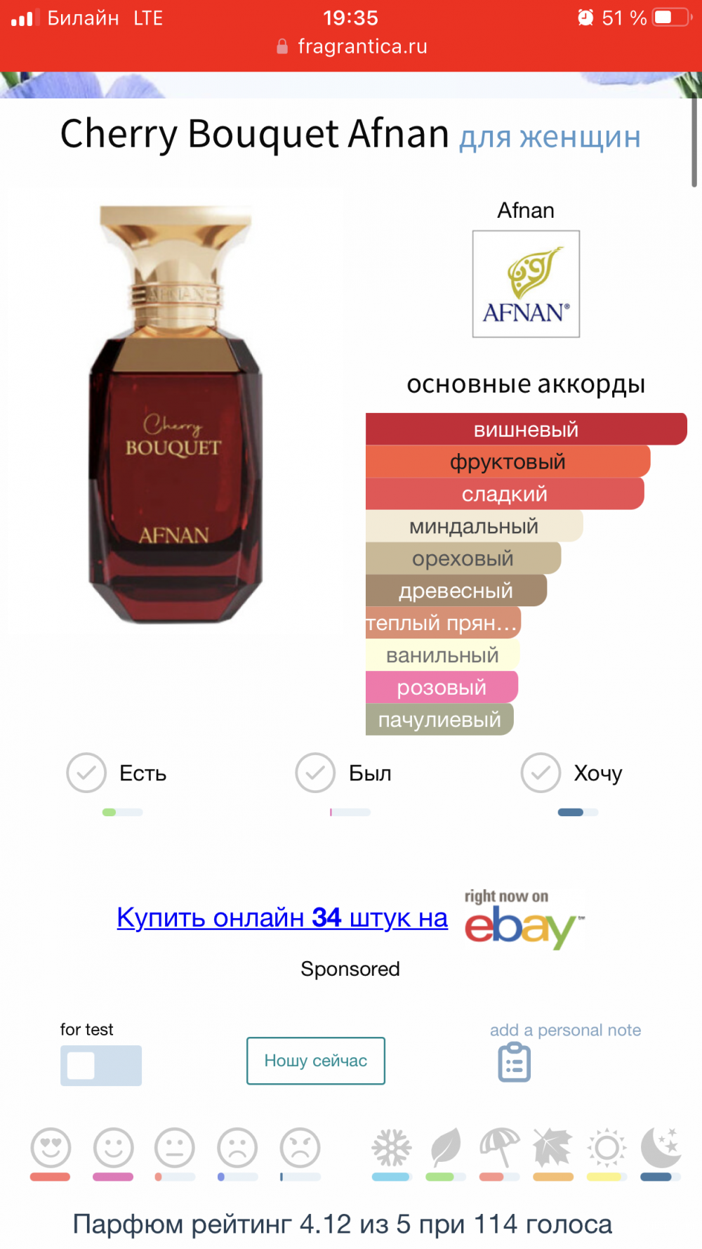 Парфюмерная вода Cherry Bouquet Afnan 80 мл