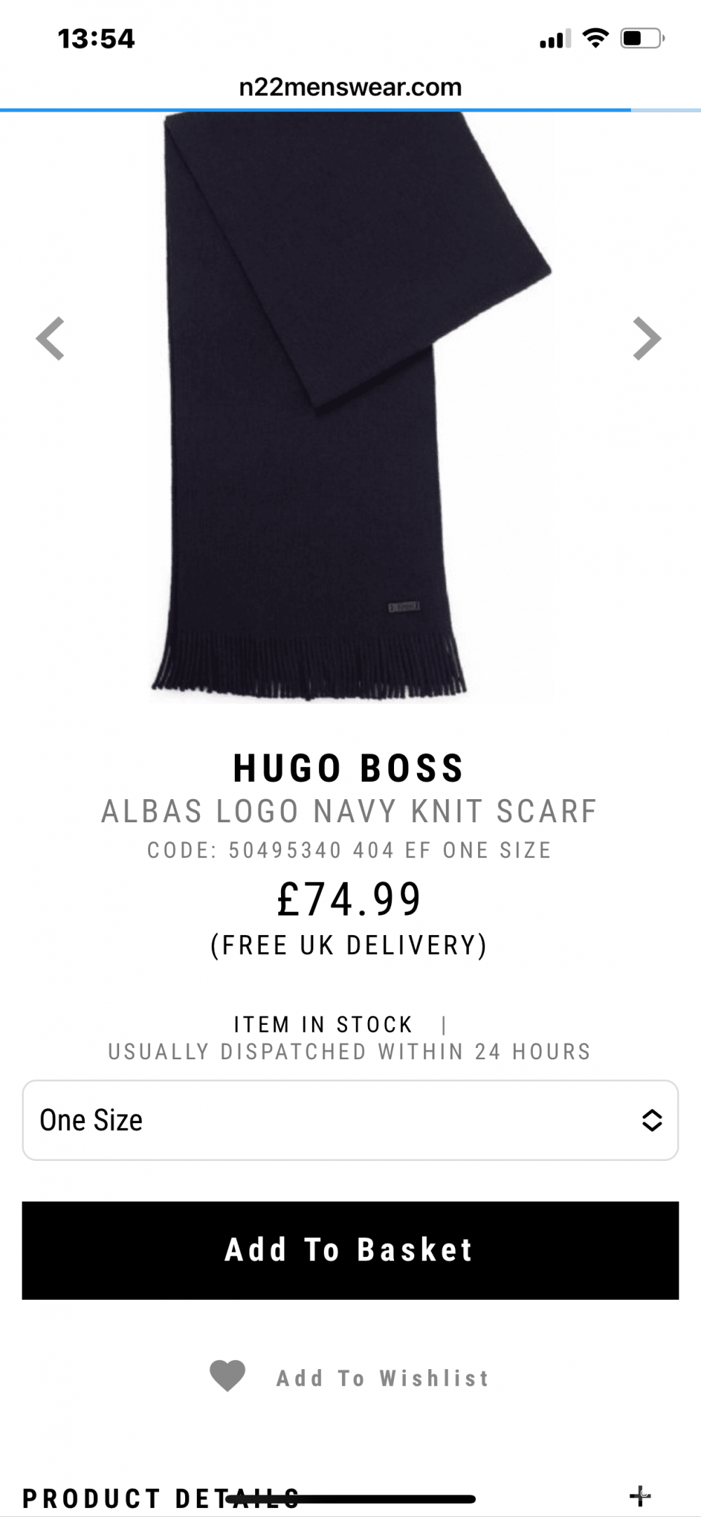 Шарф Hugo Boss размер L