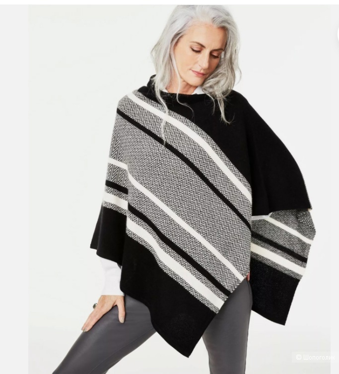 Пончо Charter Club Cashmere Chevron Striped Poncho One – Sienna.Размер ONE SIZE