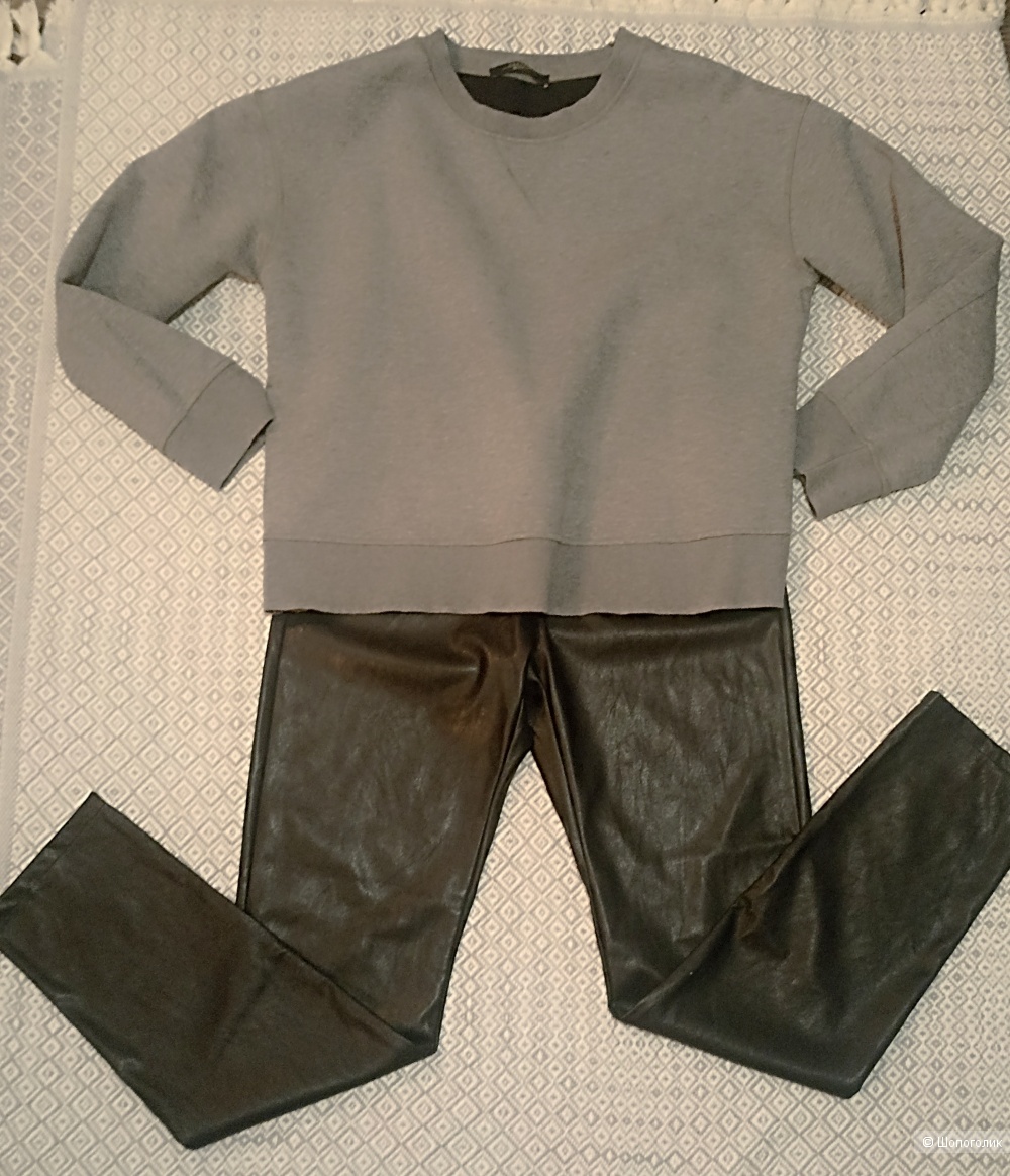 Max Mara сет кожаные брюки и свитшот р 44-46