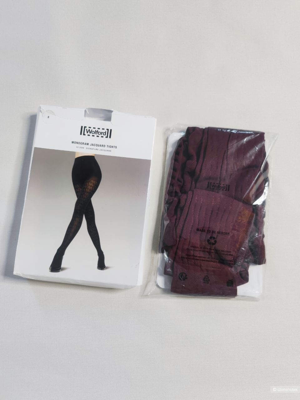 Колготки Wolford бордового цвета,  размер S