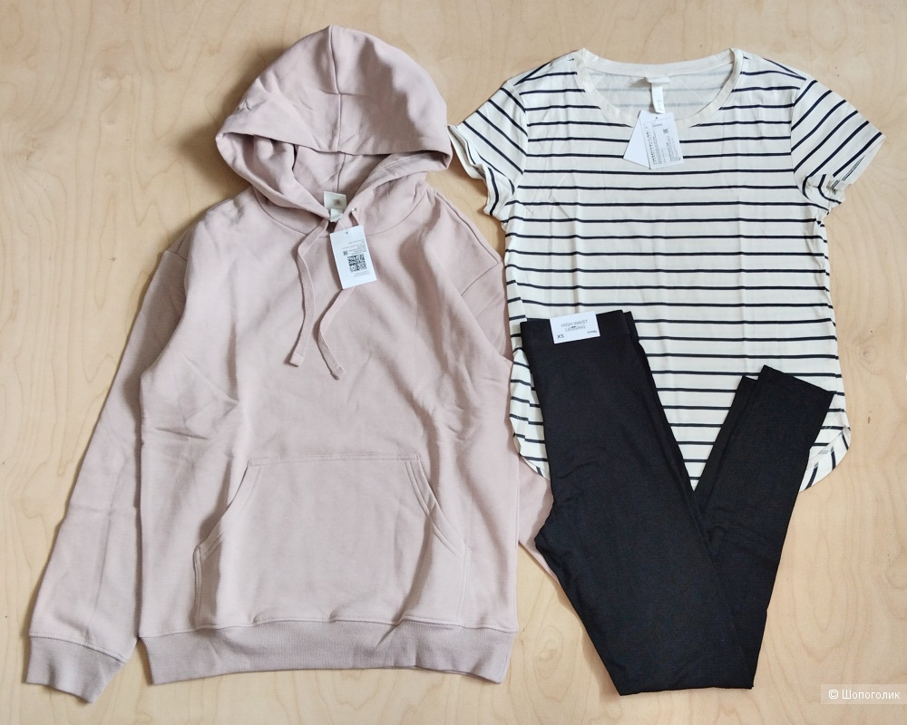 Комплект 3 вещи худи и футболка H&M и легинсы Sinsay XS