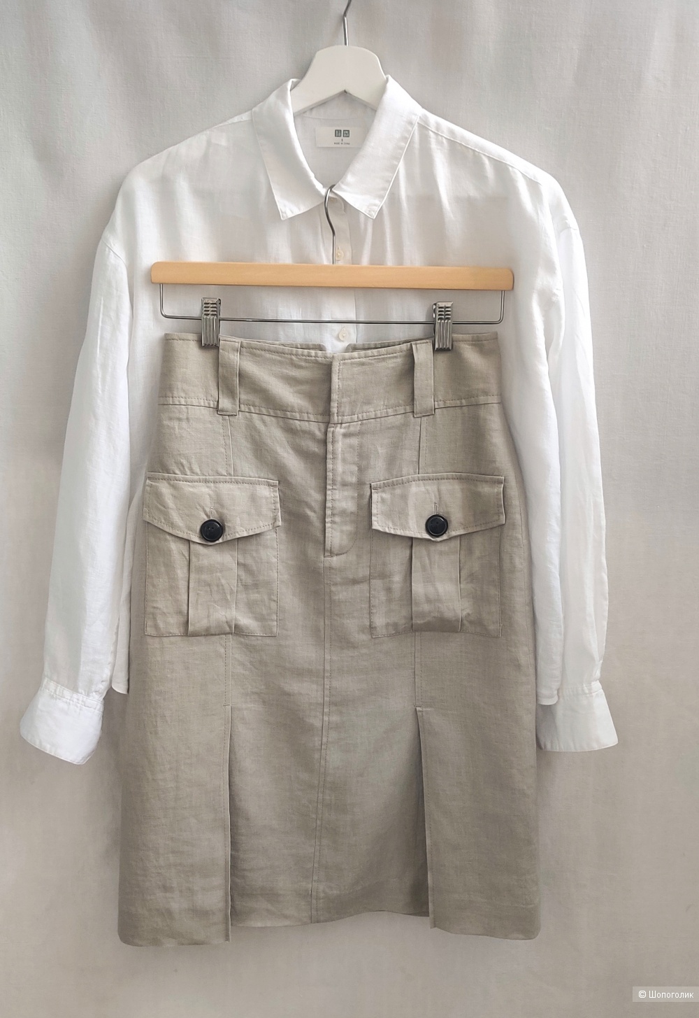 Льняная рубашка uniqlo, размер S.