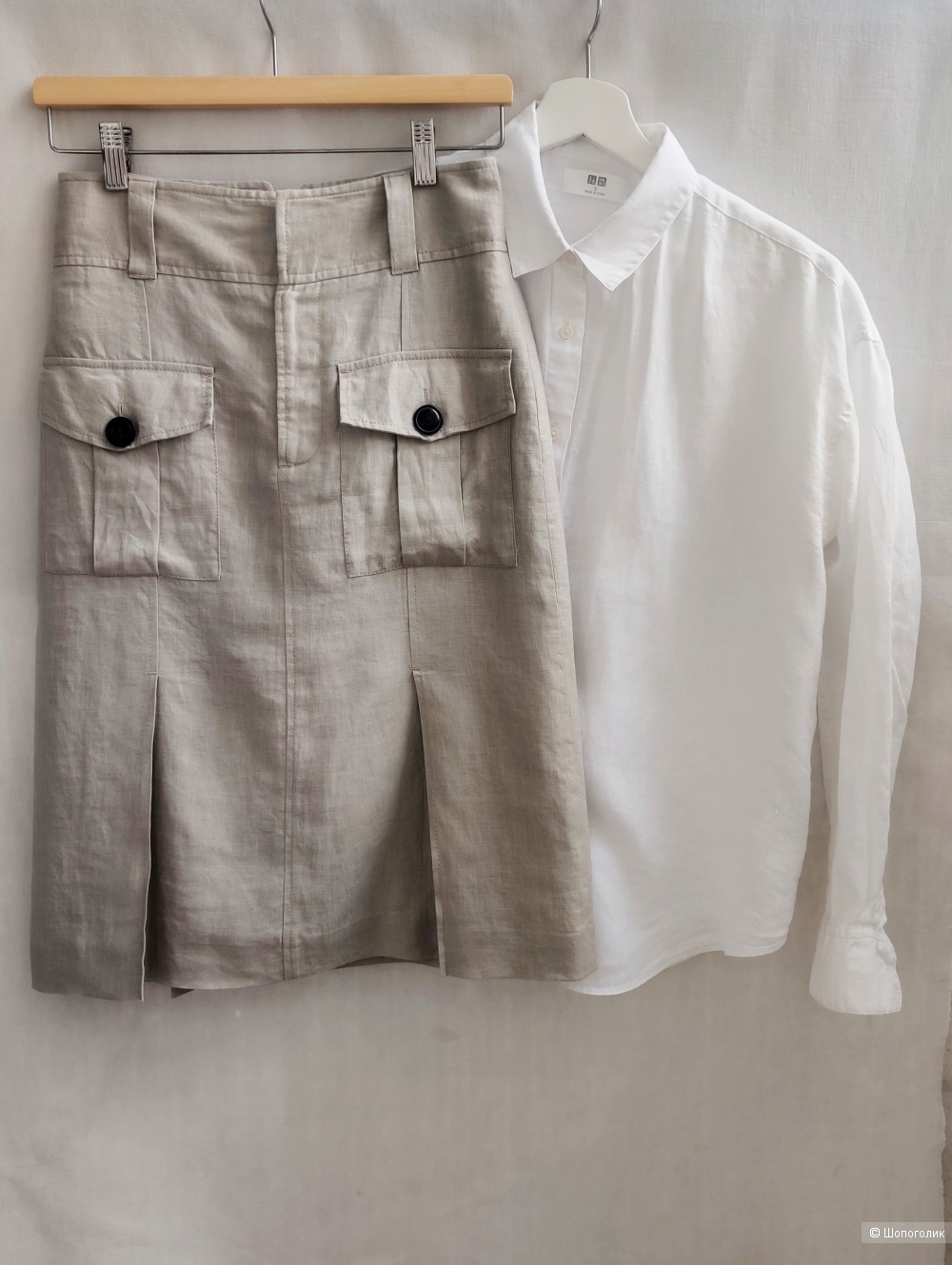 Льняная рубашка uniqlo, размер S.