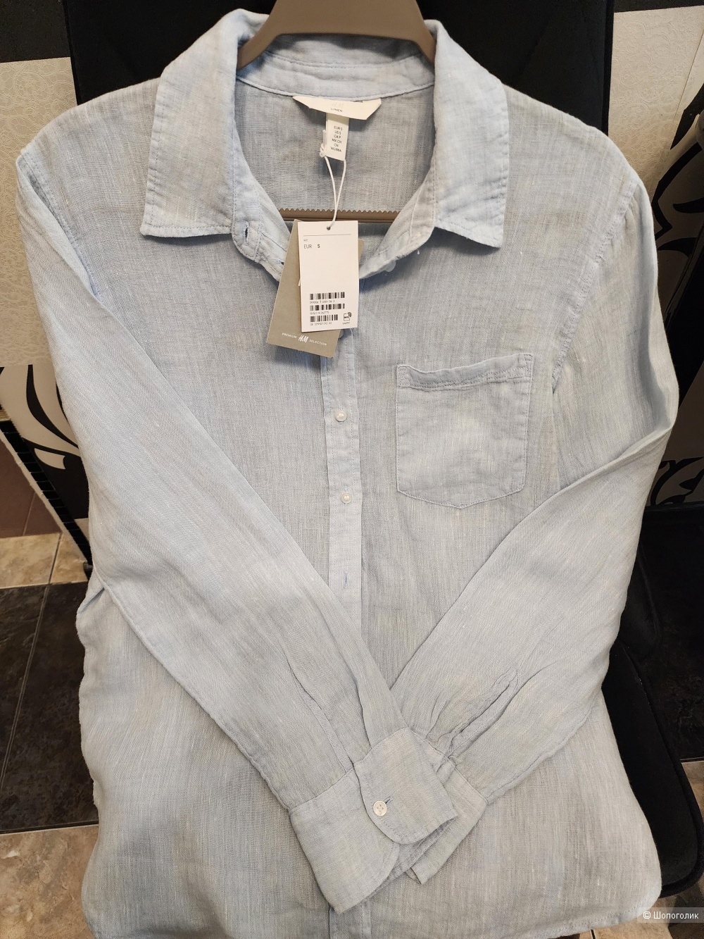 Рубашка лен H&M р.S