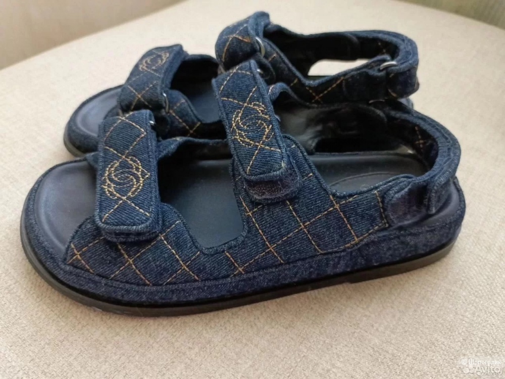 Сандалии джинсовые Chanel, маркировка 40