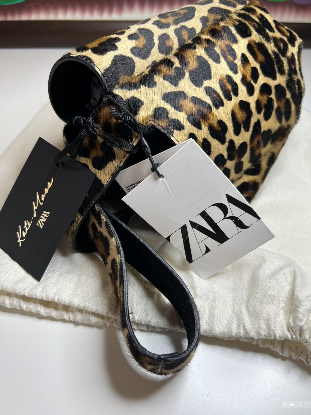 Сумка Zara леопард ведро маленькая
