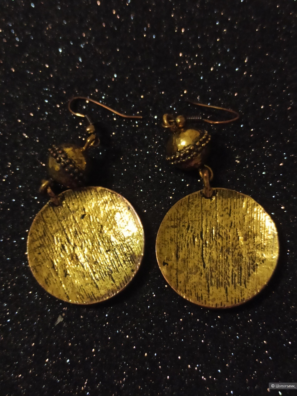 Винтажные серьги, размер 6.5 см