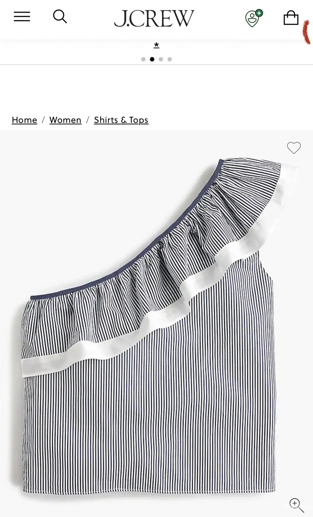 JCREW новый топ в полоску с воланом