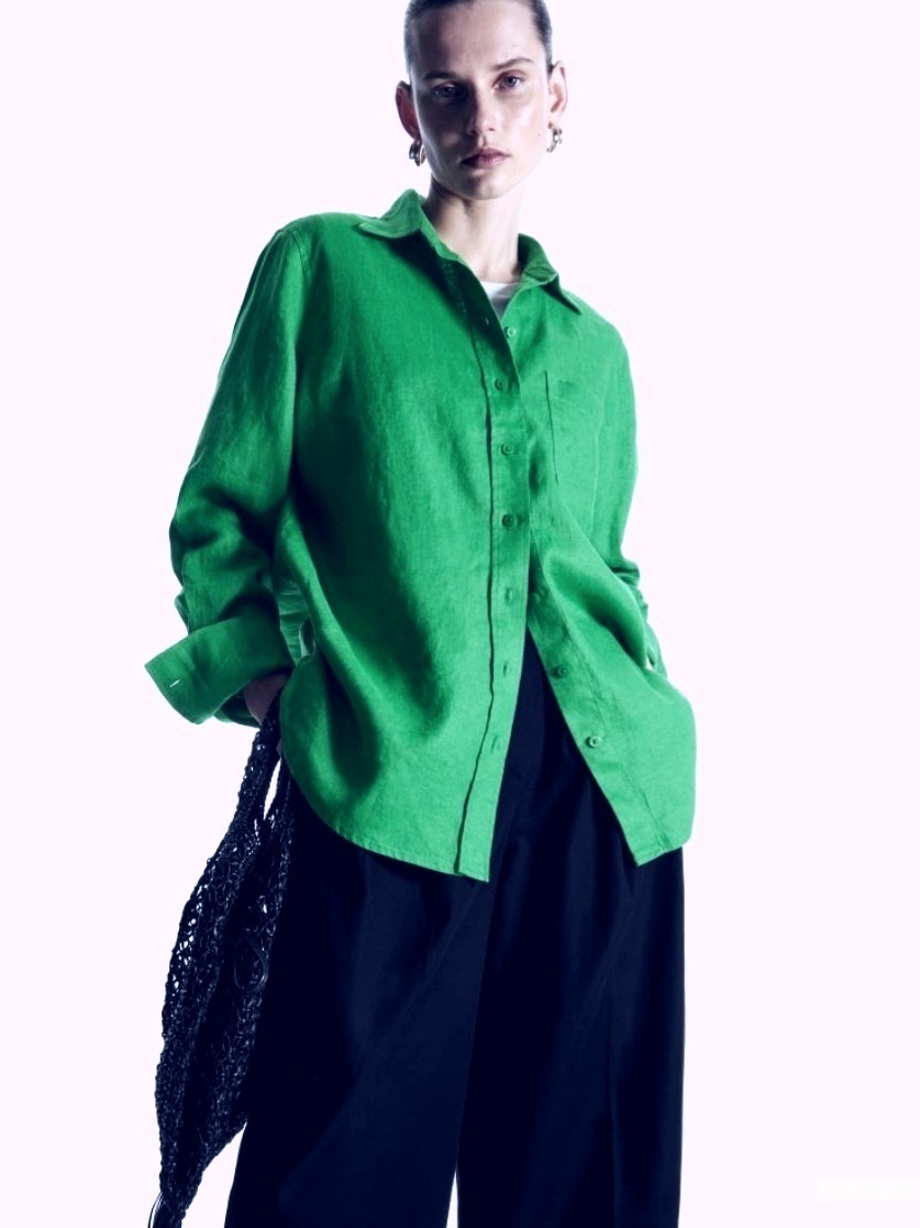 Льняная рубашка H&M/S-M