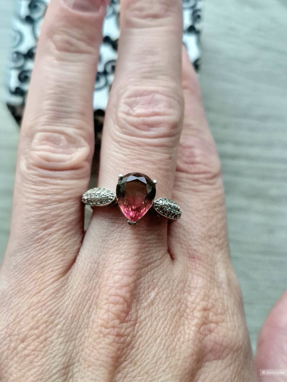Серебряное кольцо с турмалином, 17,5