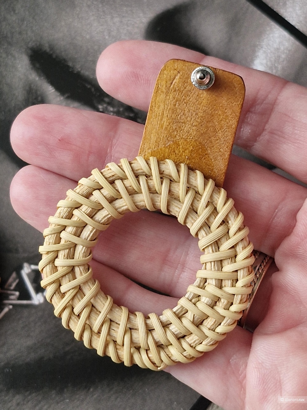 Серьги из соломы и дерева, no name