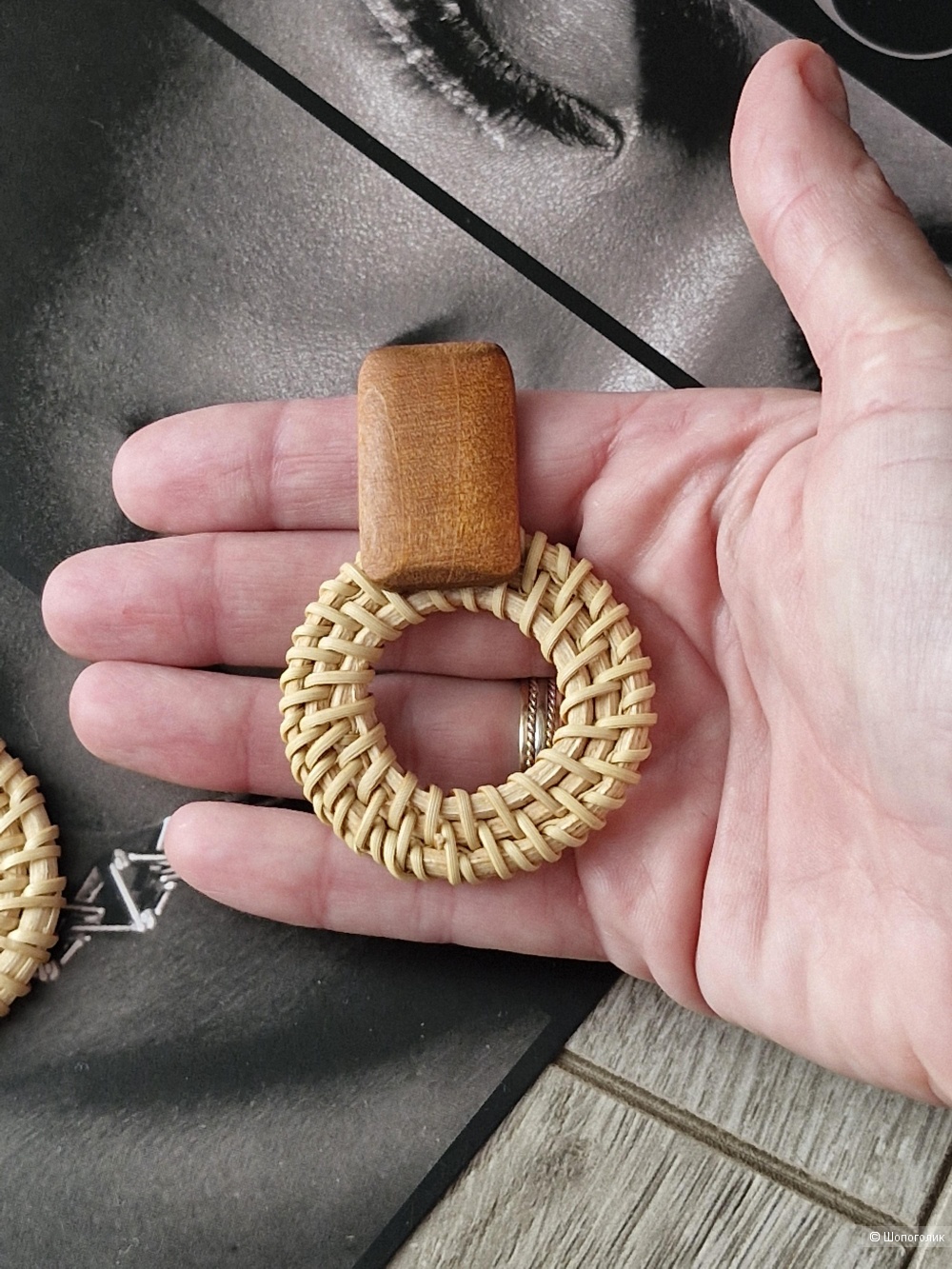 Серьги из соломы и дерева, no name