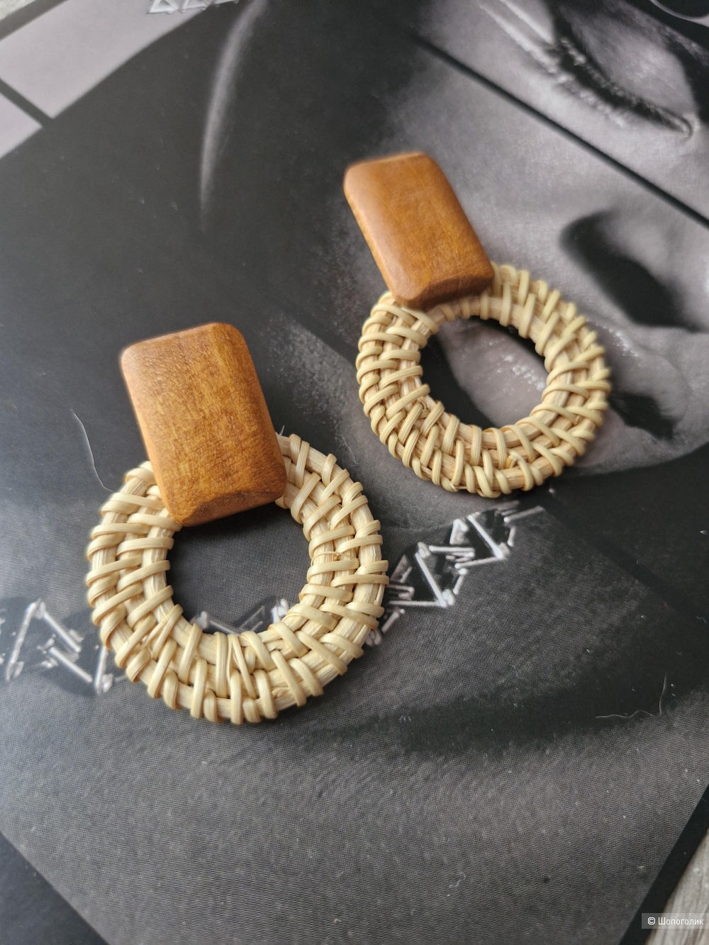 Серьги из соломы и дерева, no name
