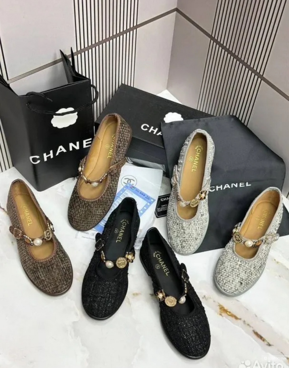 Балетки в стиле Chanel, 38