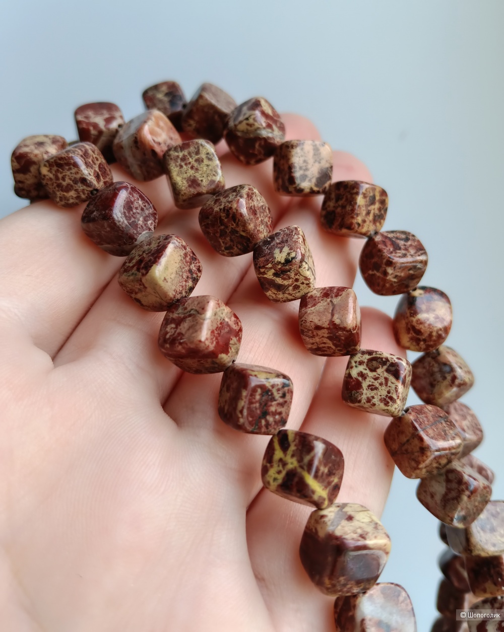 Бусы кубическая тигровая яшма, 80 см