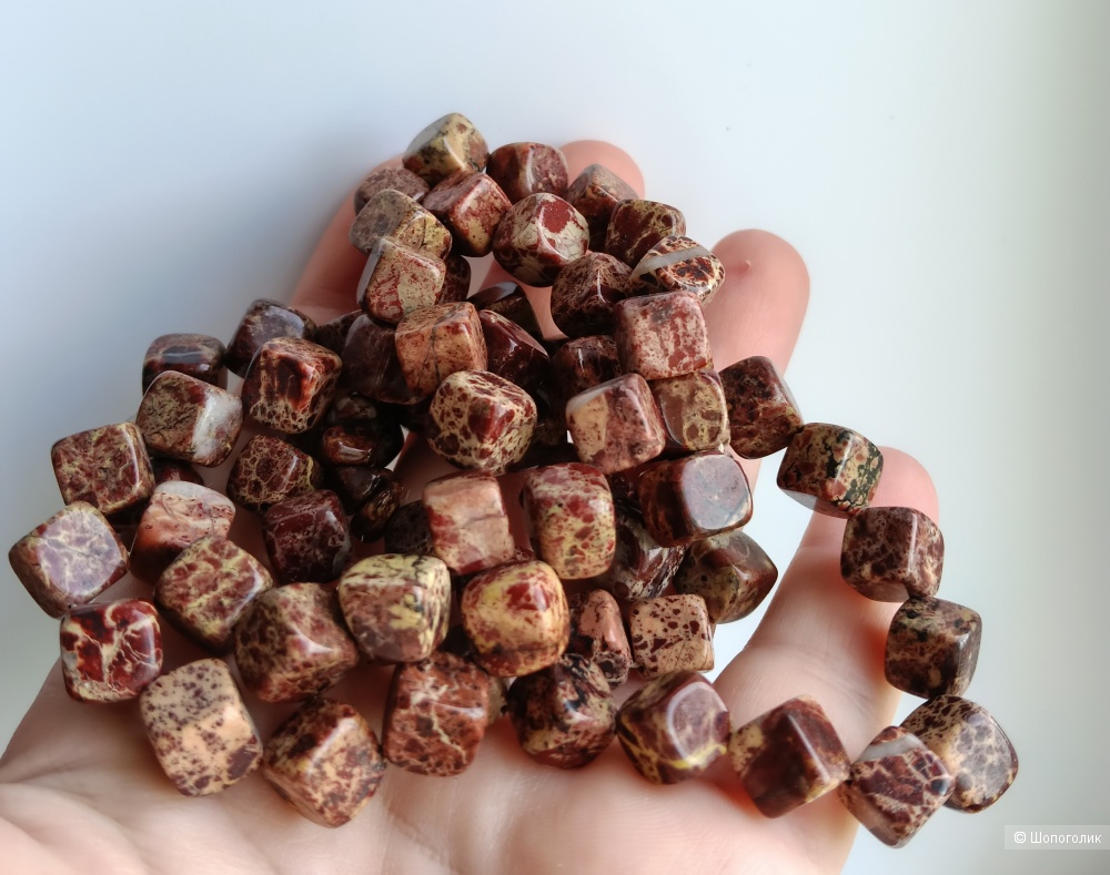 Бусы кубическая тигровая яшма, 80 см