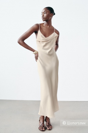 Платье Zara атласное в бельевом стиле, L