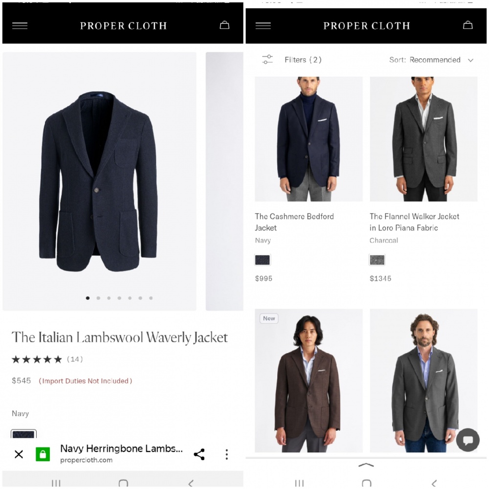 Пиджак из шерсти ягненка Proper Cloth XL