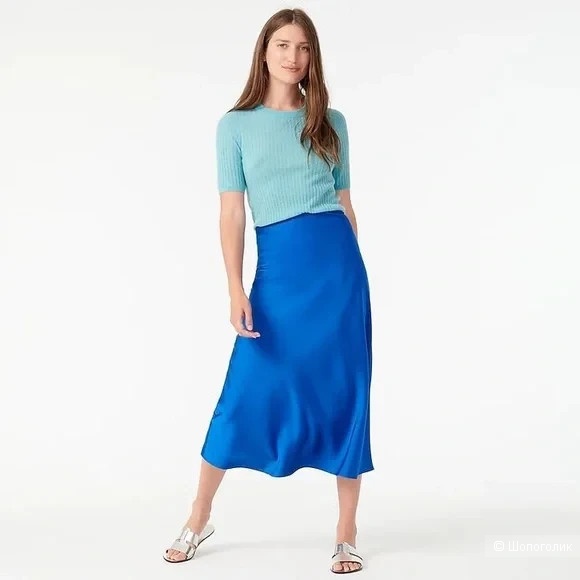 Юбка слип миди j crew синяя, S