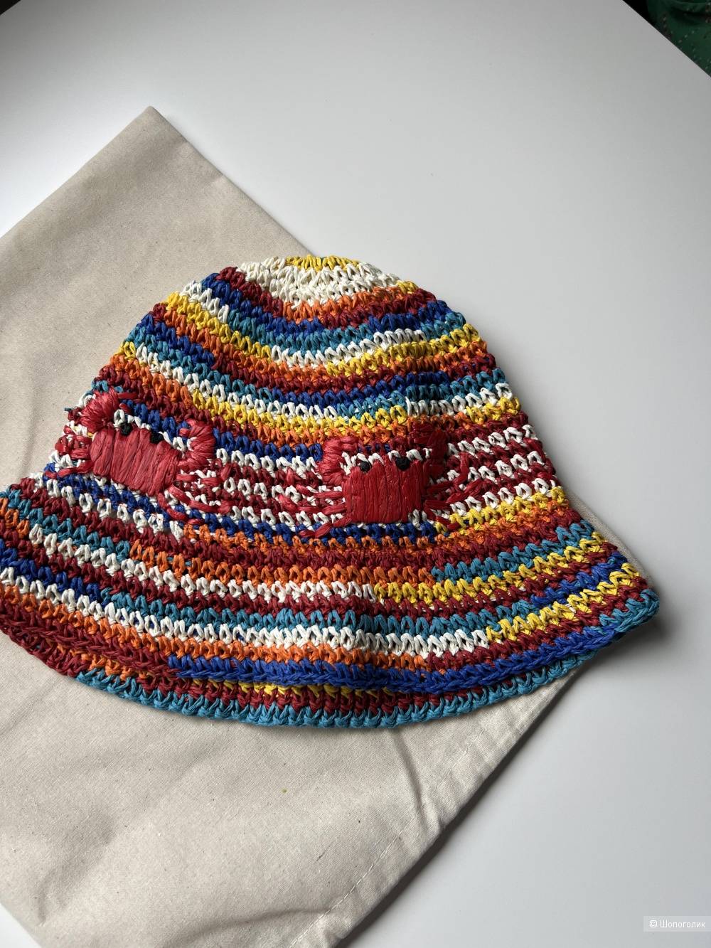 Плетеная шляпа Zara с крабом, S