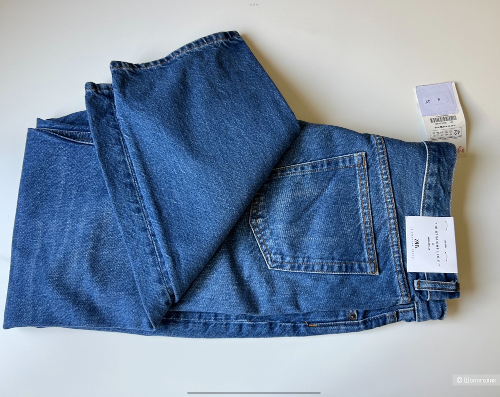 Джинсы Zara новые прямые голубые, 48