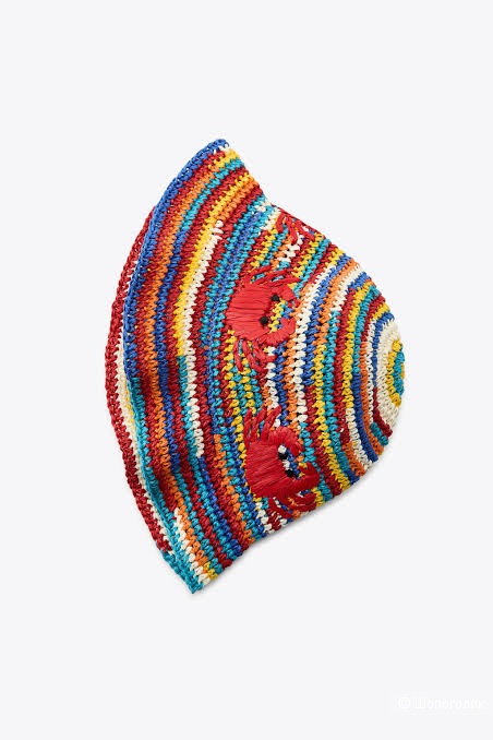 Плетеная шляпа Zara с крабом, S