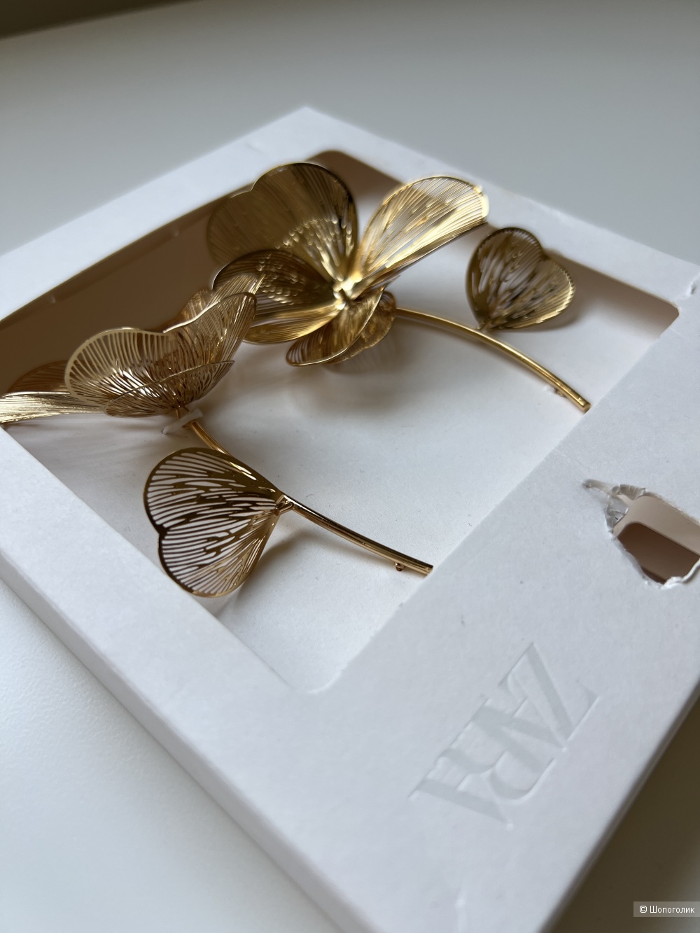 Серьги цветы золотистые Zara