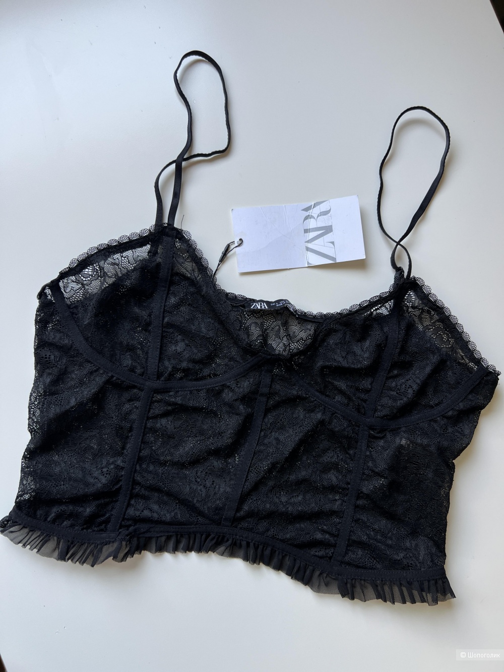 Кружевной топ Zara на бретелях , L
