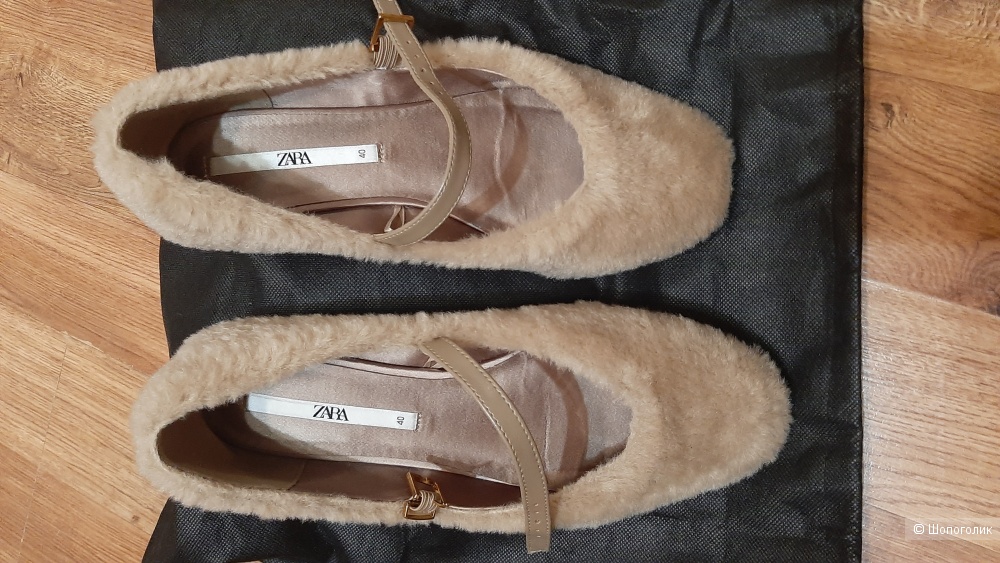 Меховые балетки zara р. 40