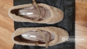 Меховые балетки zara р. 40