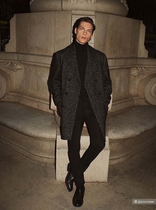 Massimo dutti мужское шерстяное пальто размер 50