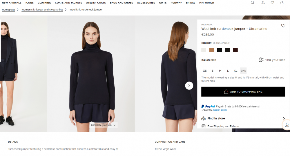 Max Mara водолазка шерсть р S