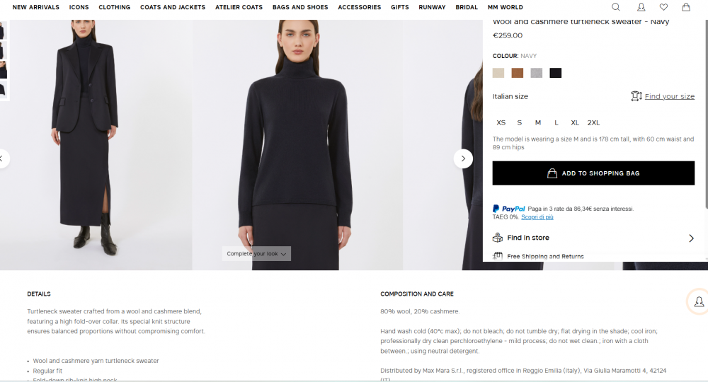 Max Mara Studio водолазка шерсть кашемир р S