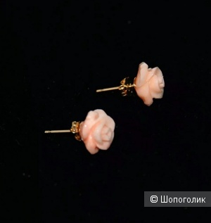 Пусеты золото коралл Кожа ангела