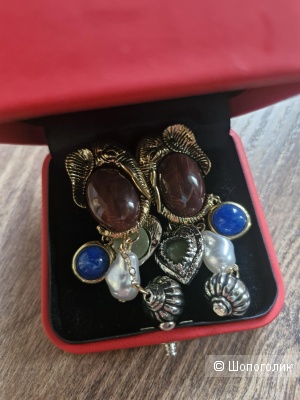 Серьги "Слоны", 6 см