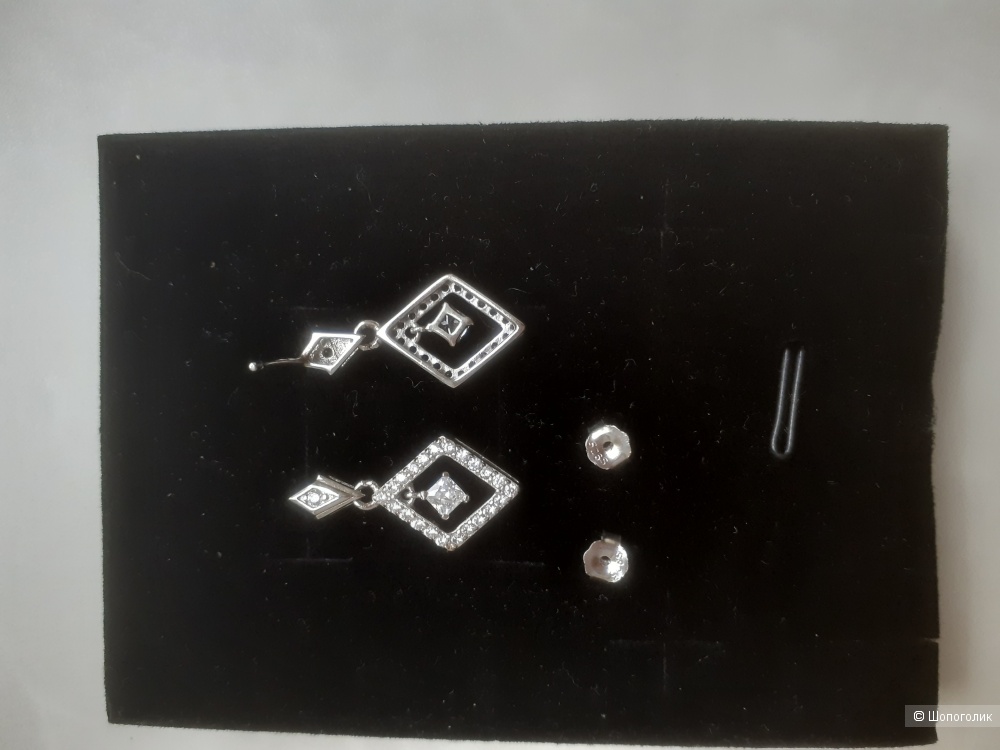 Серебряные серьги с муассанитом, one size , Алькор