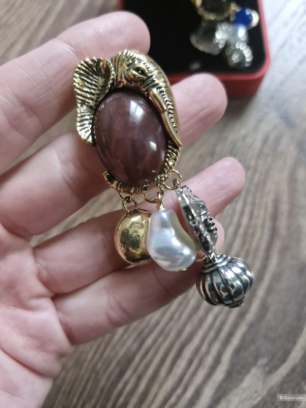 Серьги "Слоны", 6 см