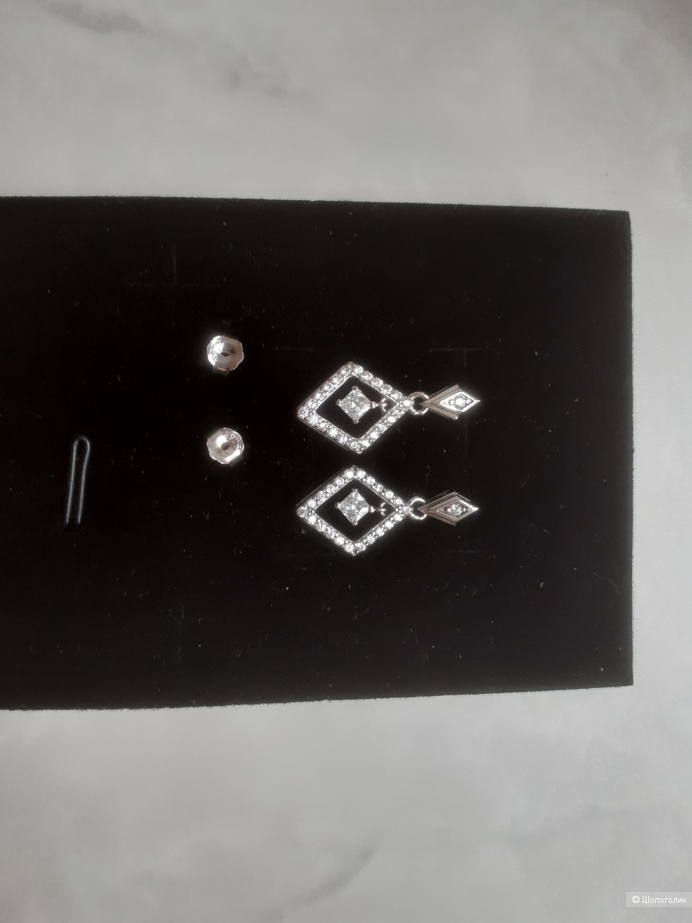 Серебряные серьги с муассанитом, one size , Алькор