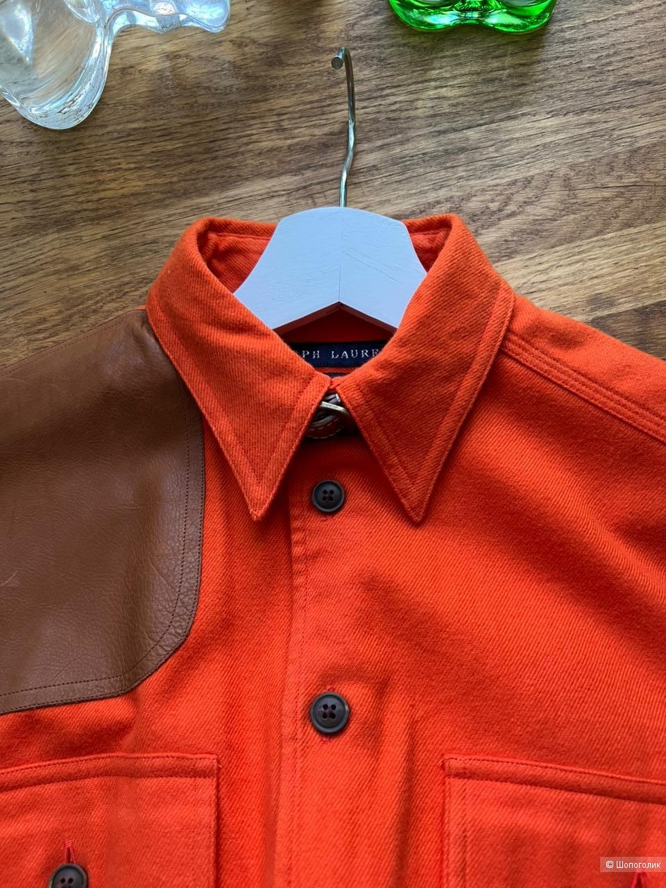 Рубашка Ralph Lauren с кожаными вставками, р-р 6 американский (44 - 46)
