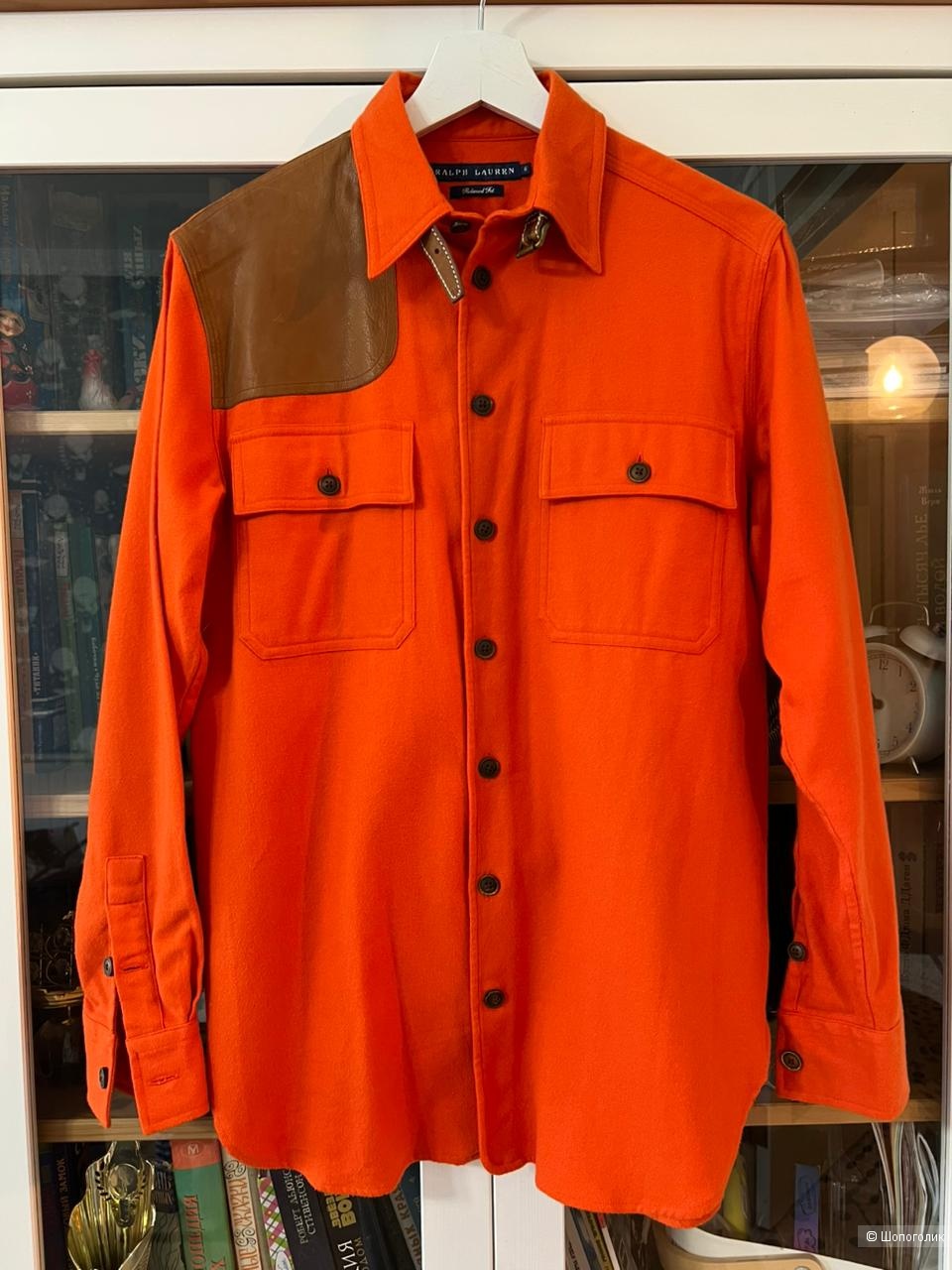 Рубашка Ralph Lauren с кожаными вставками, р-р 6 американский (44 - 46)