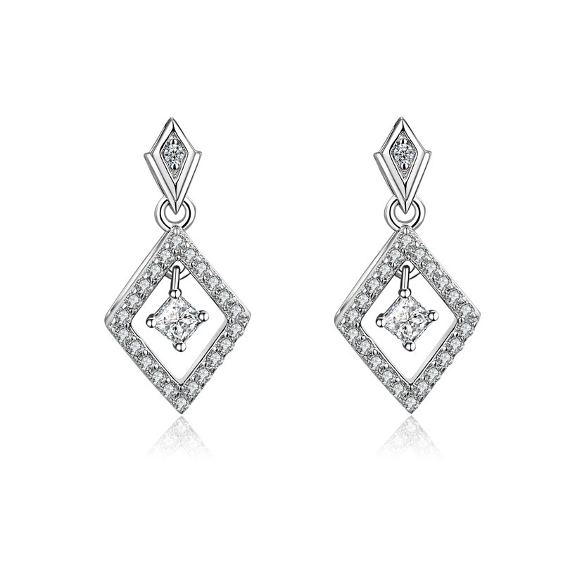 Серебряные серьги с муассанитом, one size , Алькор