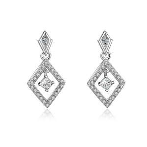 Серебряные серьги с муассанитом, one size , Алькор