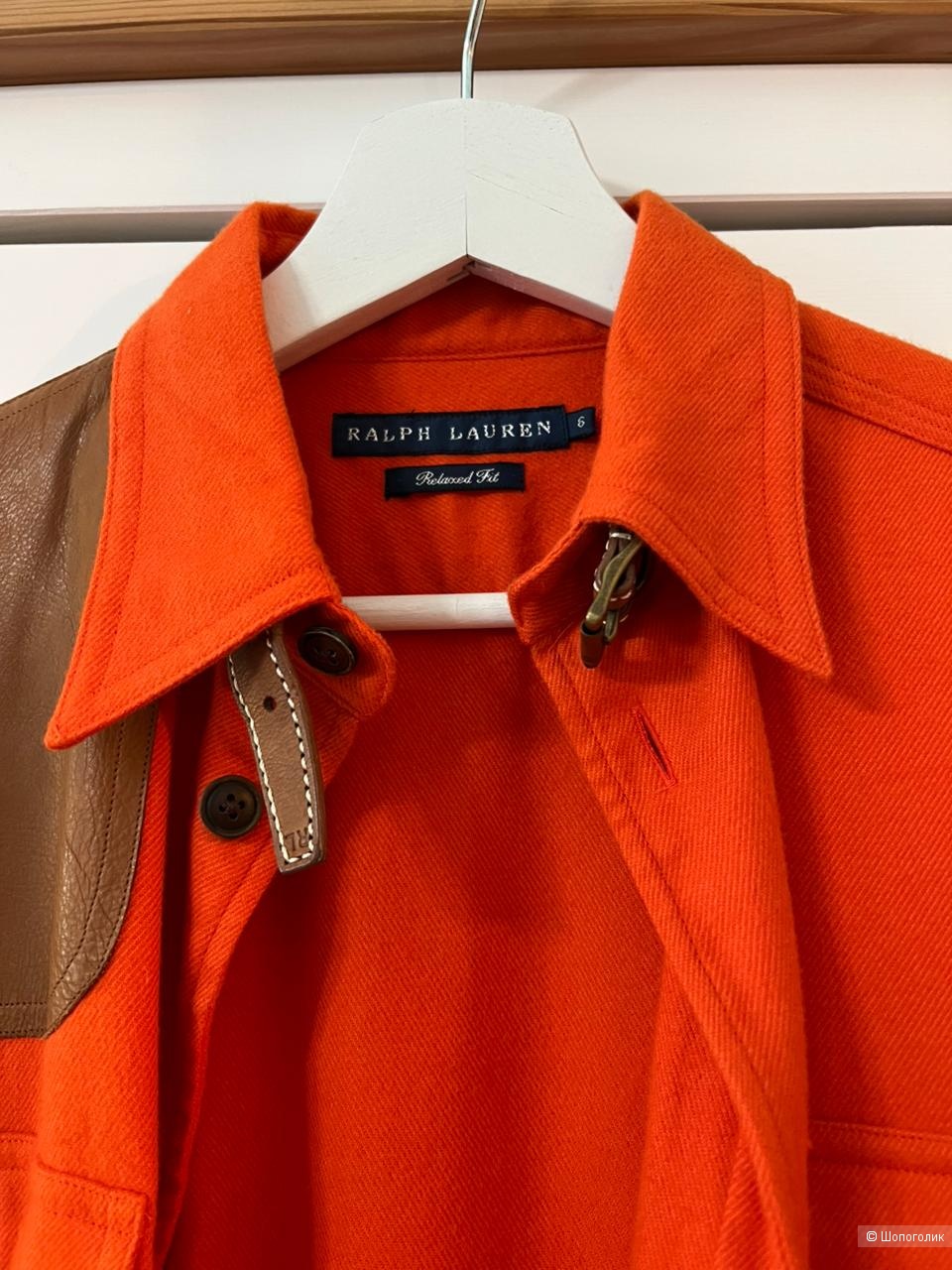 Рубашка Ralph Lauren с кожаными вставками, р-р 6 американский (44 - 46)