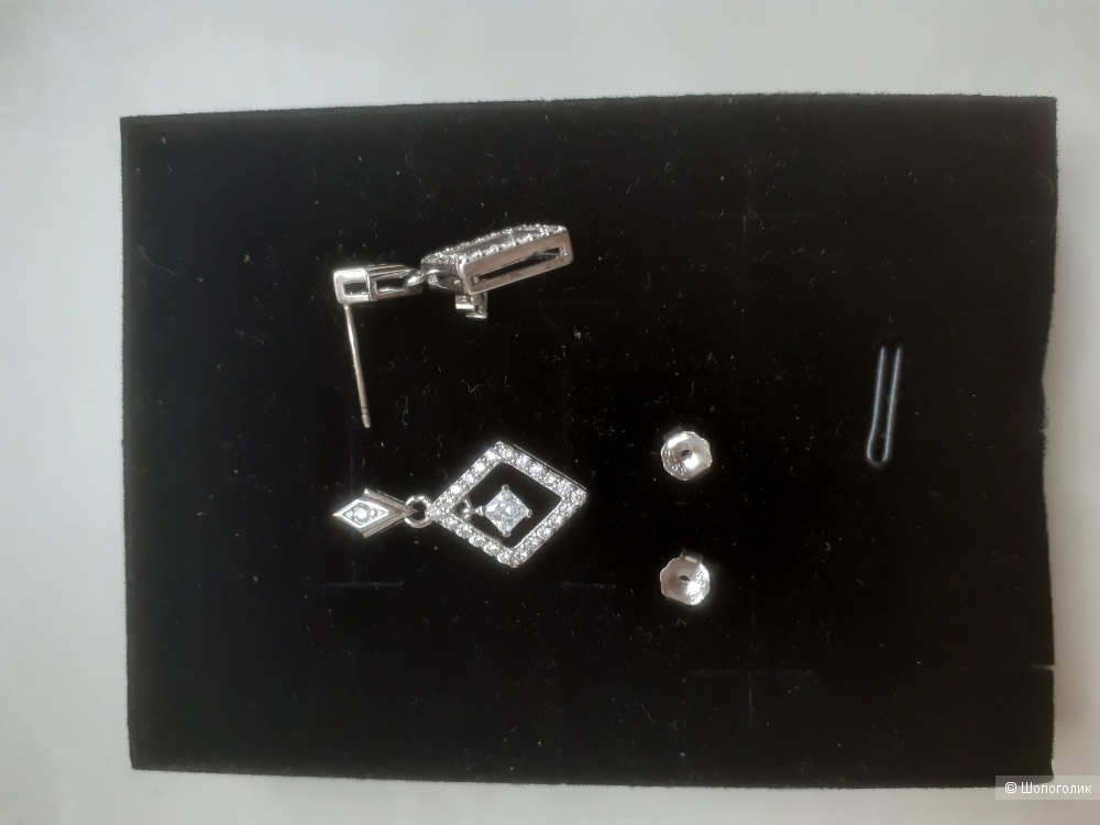 Серебряные серьги с муассанитом, one size , Алькор