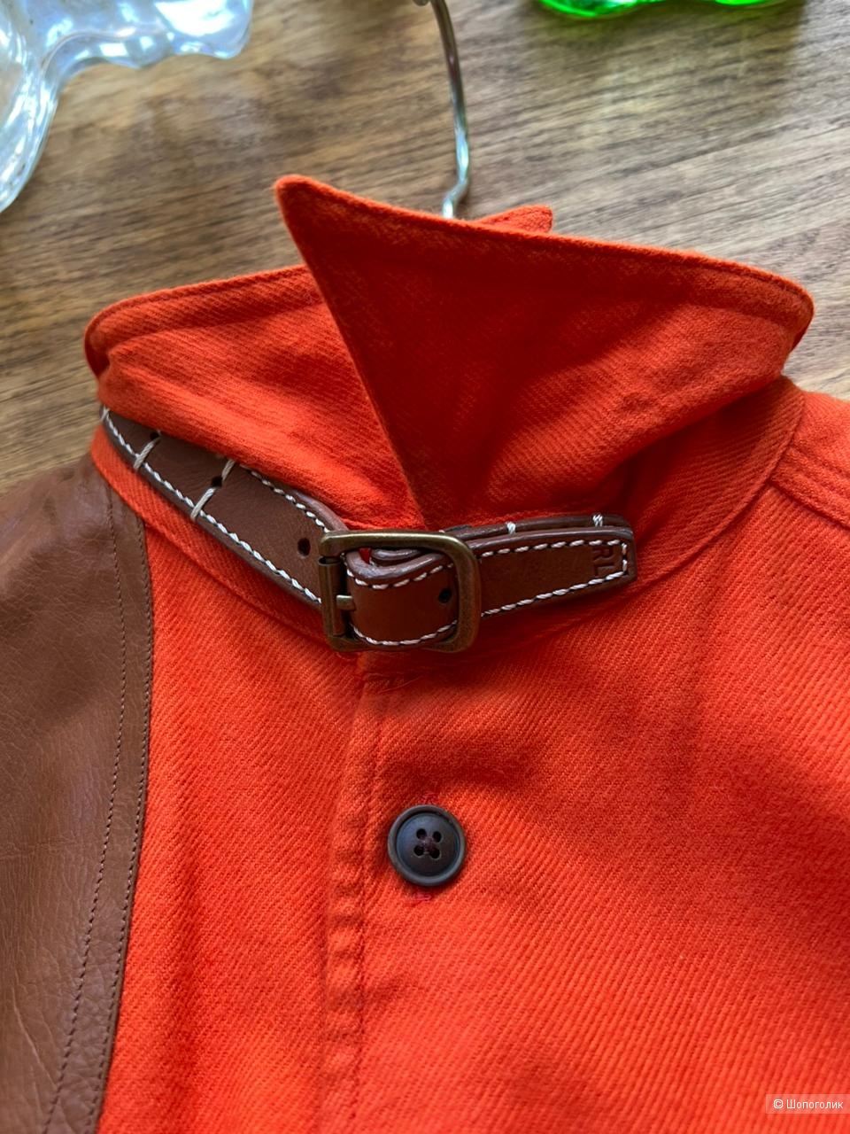Рубашка Ralph Lauren с кожаными вставками, р-р 6 американский (44 - 46)