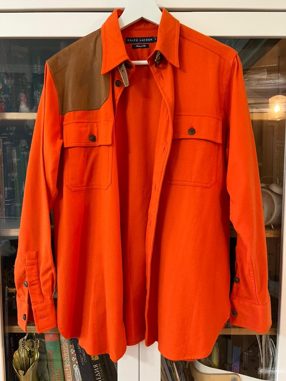 Рубашка Ralph Lauren с кожаными вставками, р-р 6 американский (44 - 46)