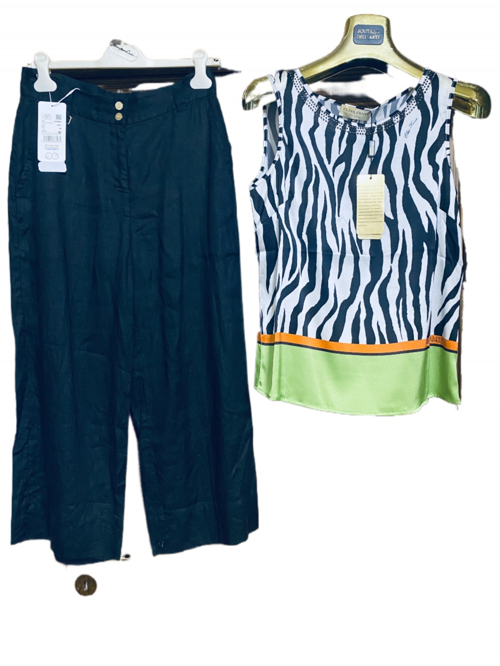 Льняные брюки Escada+ шелк блузон Elisa Fanti-42-44-46