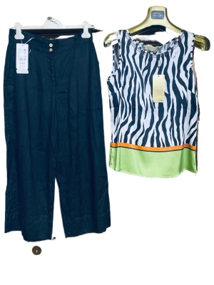 Льняные брюки Escada+ шелк блузон Elisa Fanti-42-44-46