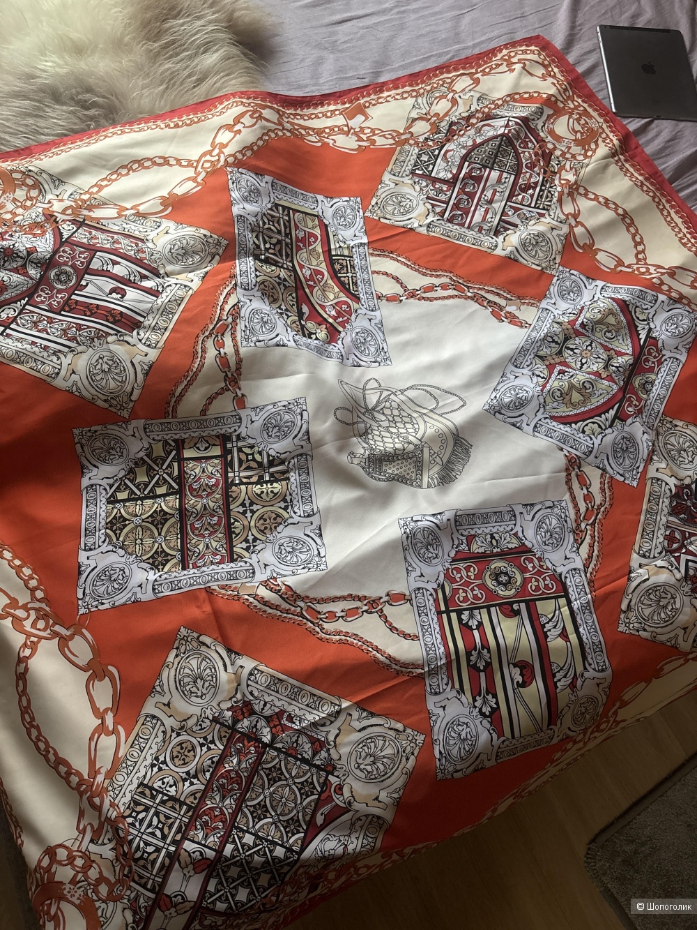 Платок в стиле Hermes, размер 131х131